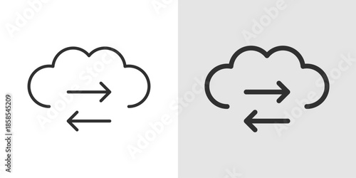 Cloud File Transfer Icon showing a cloud with bidirectional arrows, representing secure file sharing, data transfer, and cloud synchronization.
