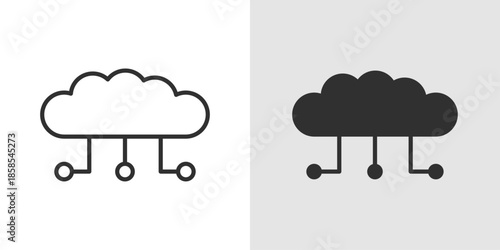 Cloud Network Icon showing a cloud connected with nodes or lines, representing interconnected cloud systems, networking, and data communication.