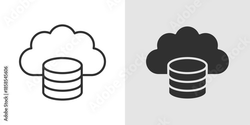 Cloud Database Icon showing a cloud combined with a database cylinder, representing online data storage, cloud databases, and scalable data management.
