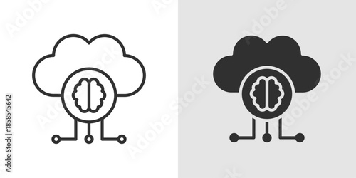 Cloud Machine Learning Icon showing a cloud combined with nodes or neural elements, representing intelligent data processing and AI-powered cloud services.