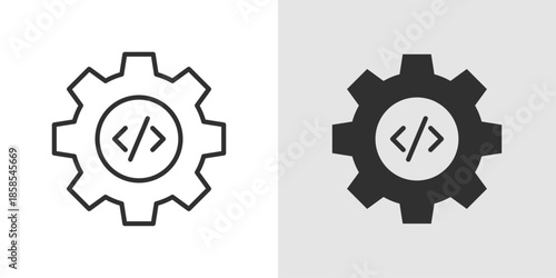 Coding Icon featuring angle brackets or code symbols, representing programming, software development, and coding activities.