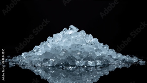Crushed ice mound on a photo studio backdrop used for product or beverage presentation, highlighting cooling effects