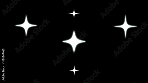 White glowing twinkle stars, sparkling glitter dust trails, blinking cartoon vector stars, magic particle bursts, fairy dust shimmer lines, sparkling shine effects on black screen