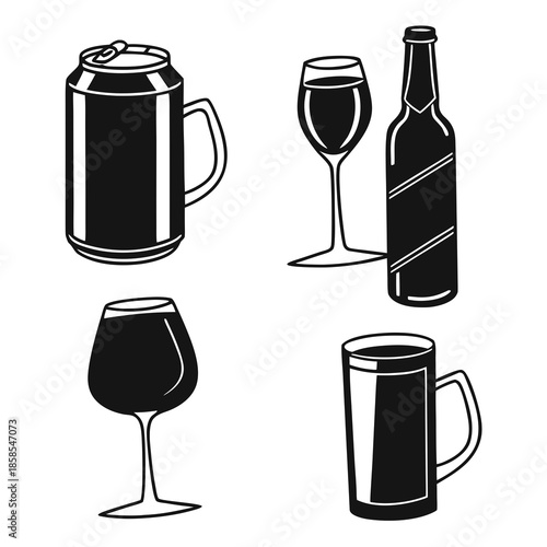 Assorted drinkware illustration