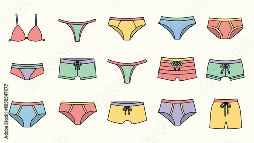 Collection of Various Swimwear and Underwear Styles.