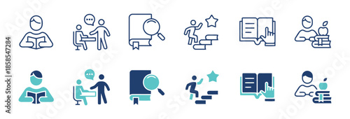 Education And Learning Icons Set For Student Growth