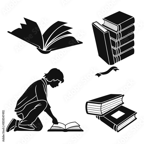 Illustrations of reading and books