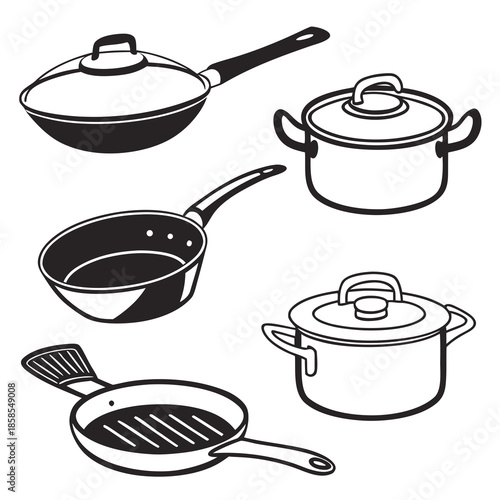 Collection of cooking pans
