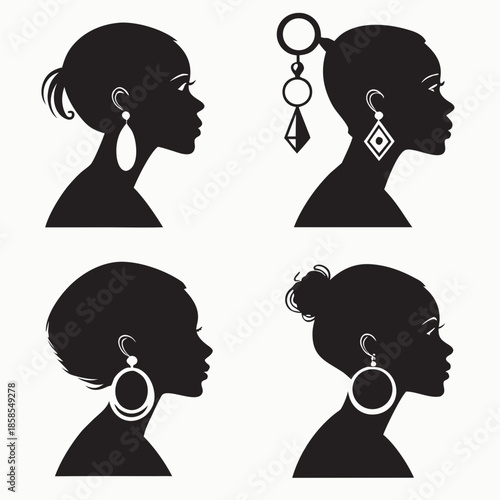 Silhouettes of women with earrings
