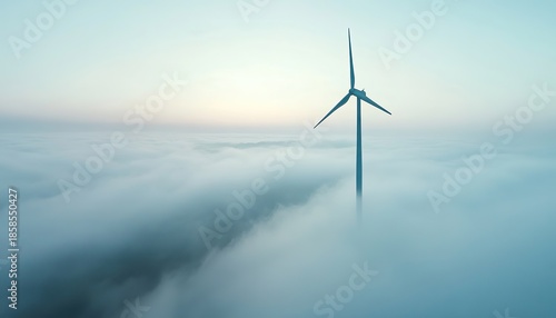 Wallpaper Mural Silent Renewable Energy — Ultra-Realistic Wind Turbine in Fog Torontodigital.ca