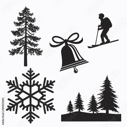 Winter holiday icons