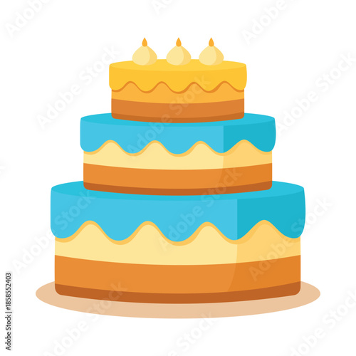 Tiered Wedding Cake Flat Vector Illustration
