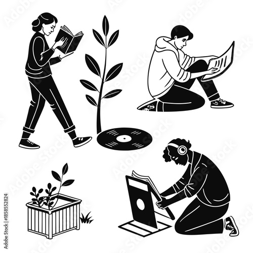 People engaging in various activities