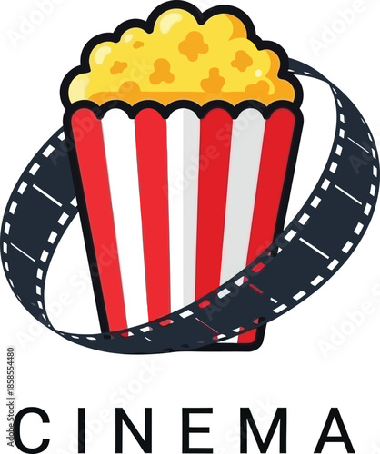 Popcorn and film reel logo a visual representation of the cinema experience