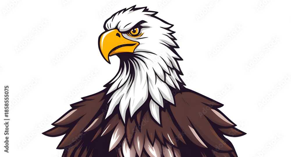 Obraz premium american, bald, eagle, bird, predator, raptor, wildlife, nature, animal, flying, wings, soar, fierce, strong, majestic, freedom, national, symbol, usa, patriotic, vector, illustration, cartoon, drawin