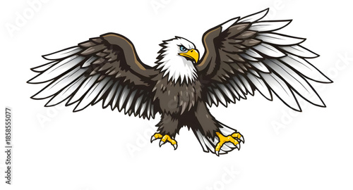 american, bald, eagle, bird, predator, raptor, wildlife, nature, animal, flying, wings, soar, fierce, strong, majestic, freedom, national, symbol, usa, patriotic, vector, illustration, cartoon, drawin