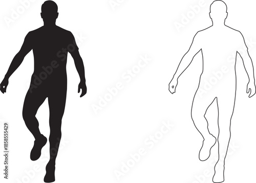 Man running in dynamic motion with energetic stride