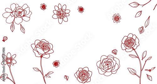 minimal rose art, floral contour poster, continuous line flower, botanical rose page, drawing of rose bloom, flower contour graphics, stylized botanical rose, single rose botanical sketch, delicate pe