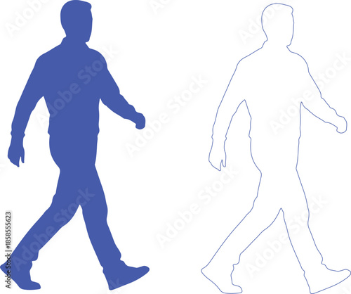 Silhouette of a man walking alone with purpose and confidence