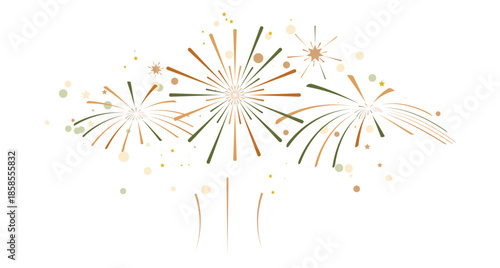 Simple exploding fireworks, Festive Fireworks Display, New year, Birthday, Holiday, Party. Abstract Earth Tone Celebration Burst on Transparent Background