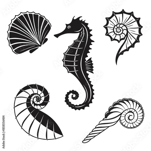 Marine life silhouettes