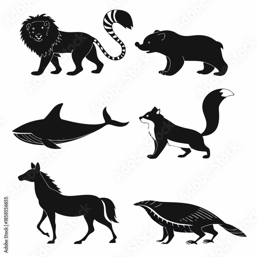 Silhouettes of various animals