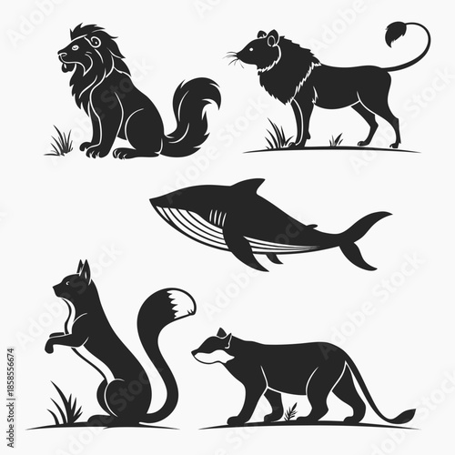 Silhouettes of various animals