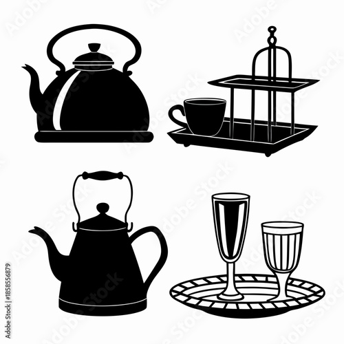 Tea and coffee set silhouettes