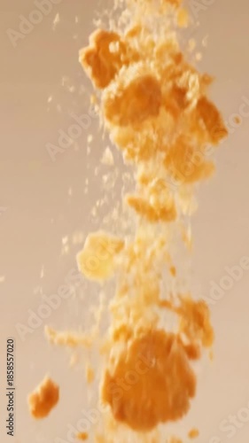 A dynamic splash of orange juice explodes in mid-air, capturing a vibrant moment of citrusy freshness