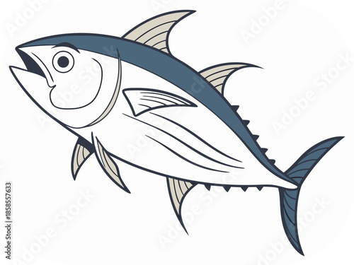 Cartoon Tuna Fish Illustration with Open Mouth seafood marine life