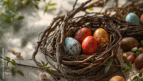 Wallpaper Mural Decorative painted eggs arranged on willow branches, traditional spring ornament Torontodigital.ca