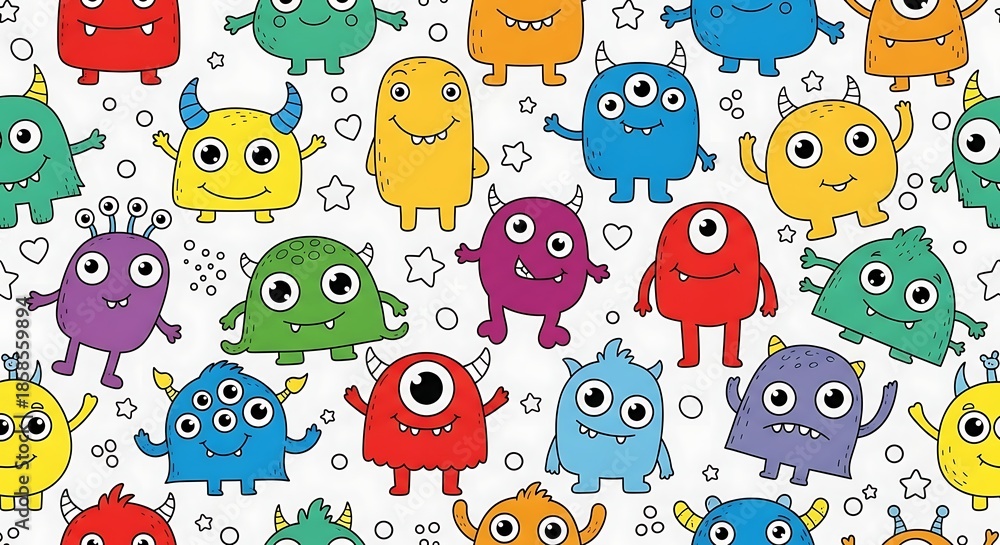 Obraz premium Colorful Monster Illustration - A Fun and Playful Design.