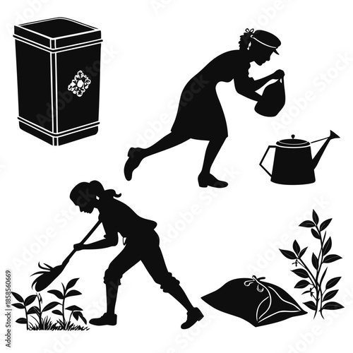 Gardening silhouettes