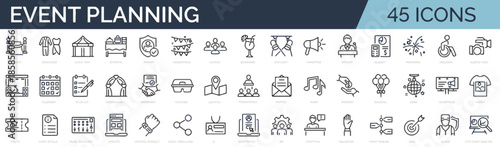 Event Planning Line Icon Set