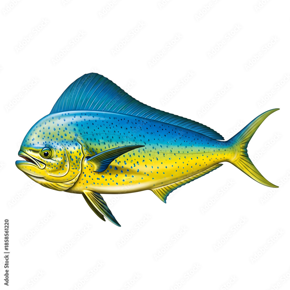 Fototapeta premium Mahimahi or dolphinfish isolated on transparent background