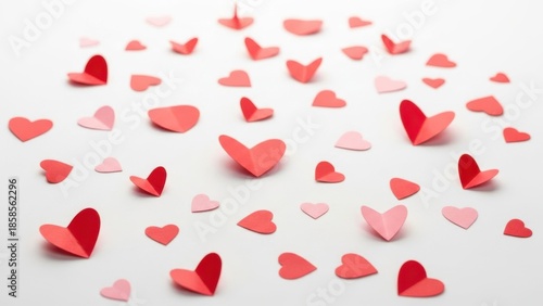 Scattered hearts isolated on white background