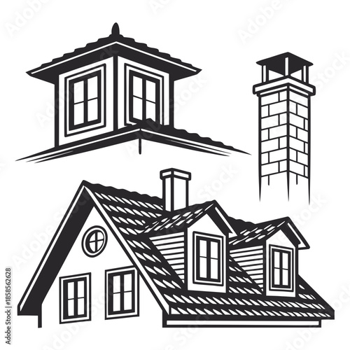 House with roof and chimney illustration