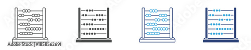 Abacus Calculator Icon Set, Accounting and Mathematics Symbols, Education and Finance Counting Concept, Vector Illustration
