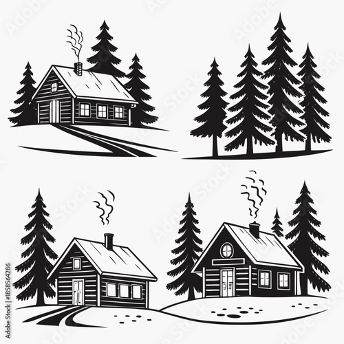 Cozy cabins in the woods