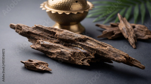 Close-Up Shot Of Sticks Of Oudh On Black Background, Cinematic lighting, High contrast