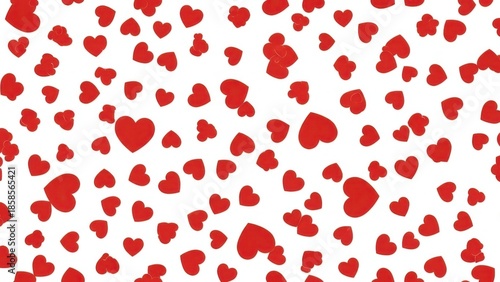 Red hearts pattern isolated on white background
