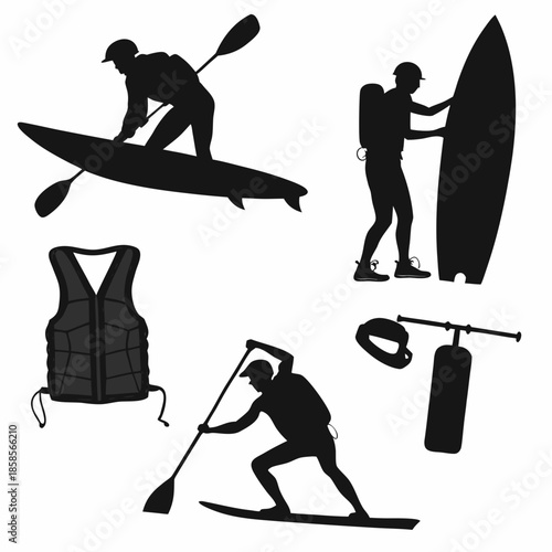 Water sports silhouettes