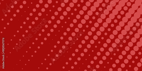 Red background, wall abstract texture. Soft gradient pastel color. Polka dots Abstract pattern comic Pop-art halftone background in sweet color. Circles bubble or dots pattern. Vector .
