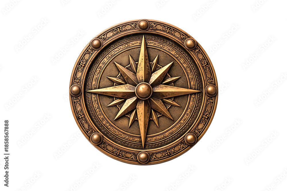 Fototapeta premium Antique Compass Rose Emblem Isolated