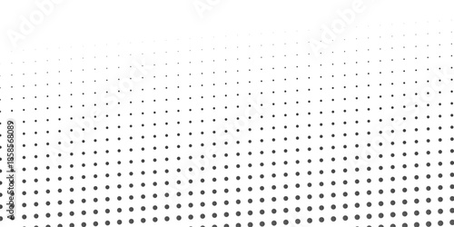 Monochrome background. Abstract waves of gray dots on a light gray background. Abstract dotted vector background. Halftone effect. Black dots on white background. following the transition to less .