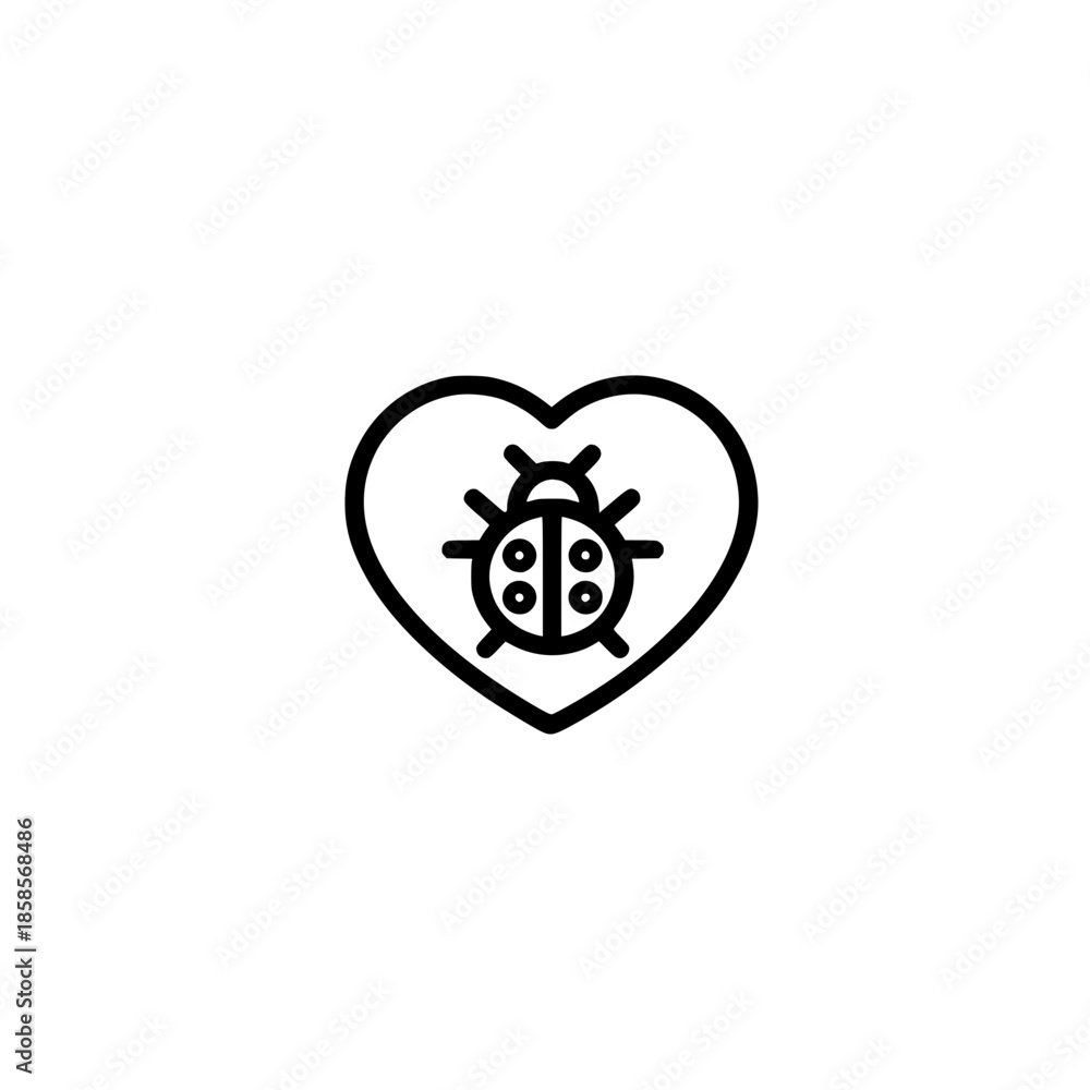 Obraz premium Elegant ladybug icon heart shape artwork representing affection beauty and environmental spirit vector