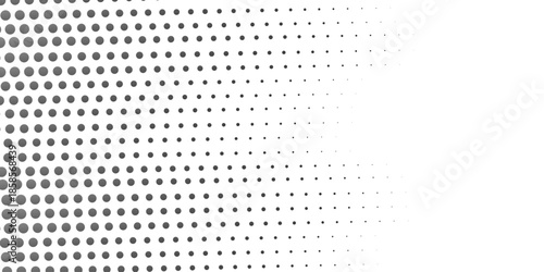 Monochrome background. Abstract waves of gray dots on a light gray background. Abstract dotted vector background. Halftone effect. Black dots on white background. following the transition to less .