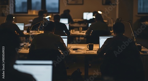 Focused workers in a busy office
