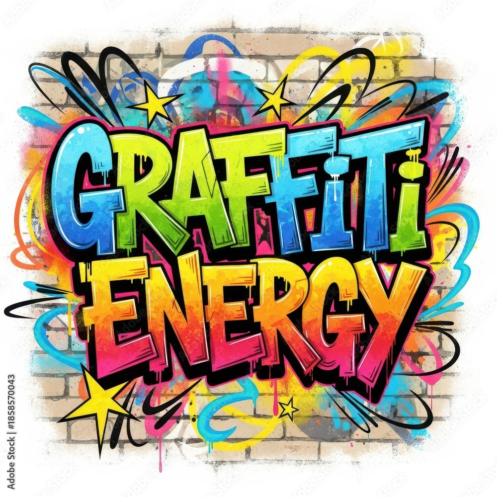 Obraz premium Vibrant stylized lettering conveys an energetic message against a textured urban wall background