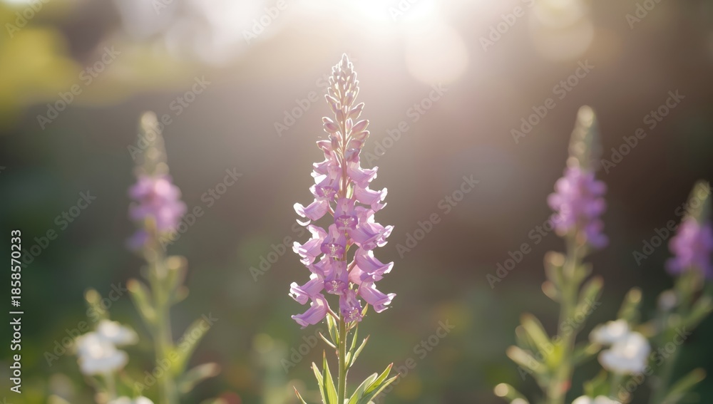 Obraz premium Angelonia angustifolia, the summer snapdragon, is a flowering perennial plant, valued for its vibrant summer blooms